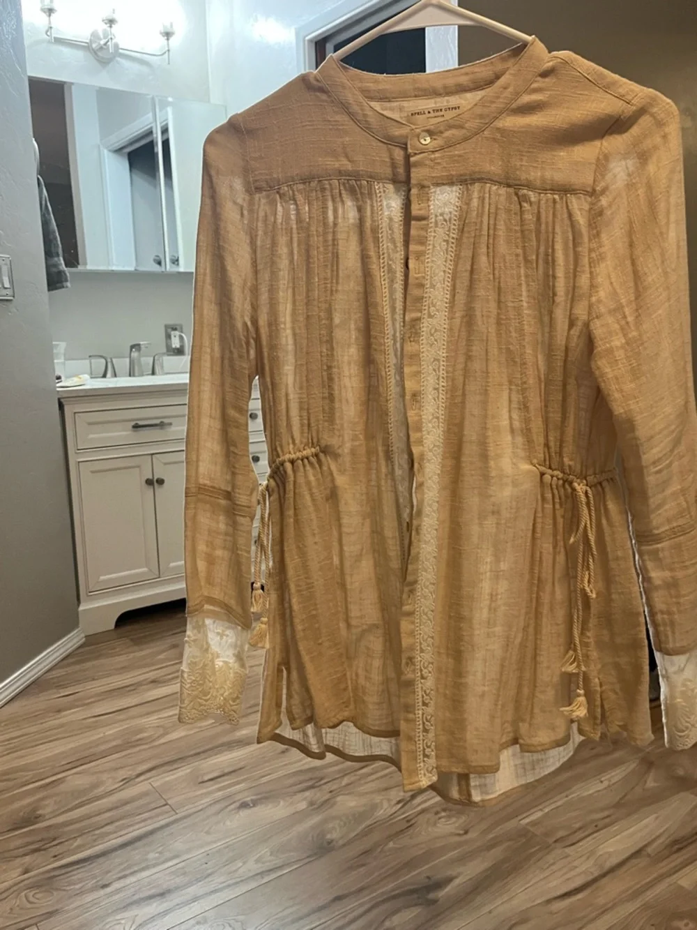 Spell & The Gypsy Neutral Ivory-Tone Button Front Blouse - Picture 6 of 6